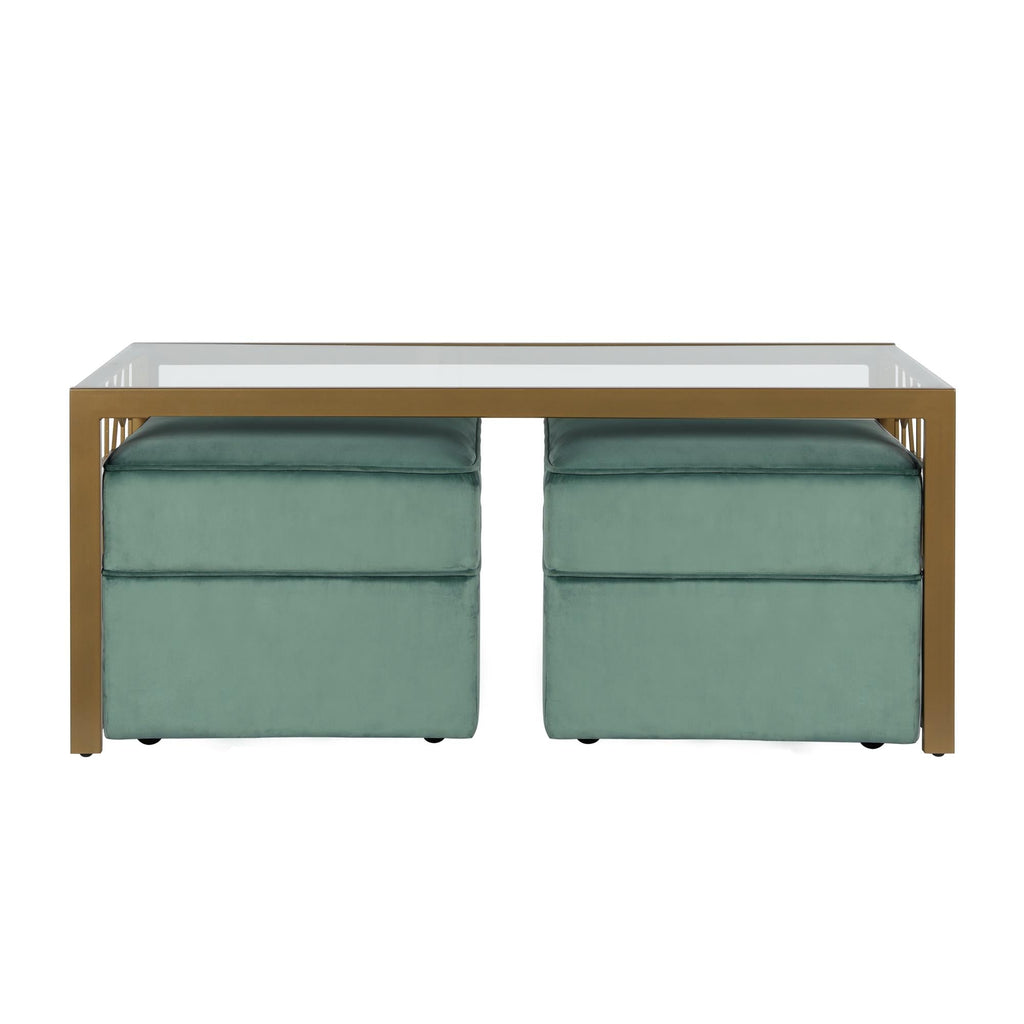 Juliette Glass Top Coffee Table with Cut Out Detailing